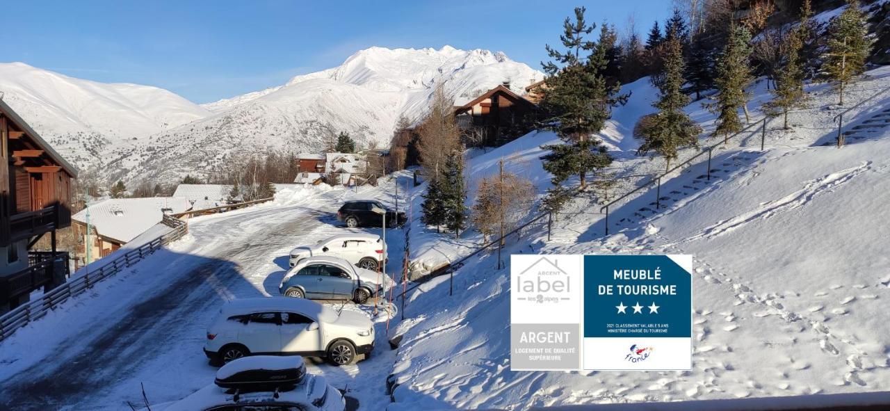 T2 Meuble Tourisme 3 Etoiles, Pied Des Pistes-Parking Prive Avec Balcon Et Superbe Vue Apartment Les Deux Alpes Bagian luar foto
